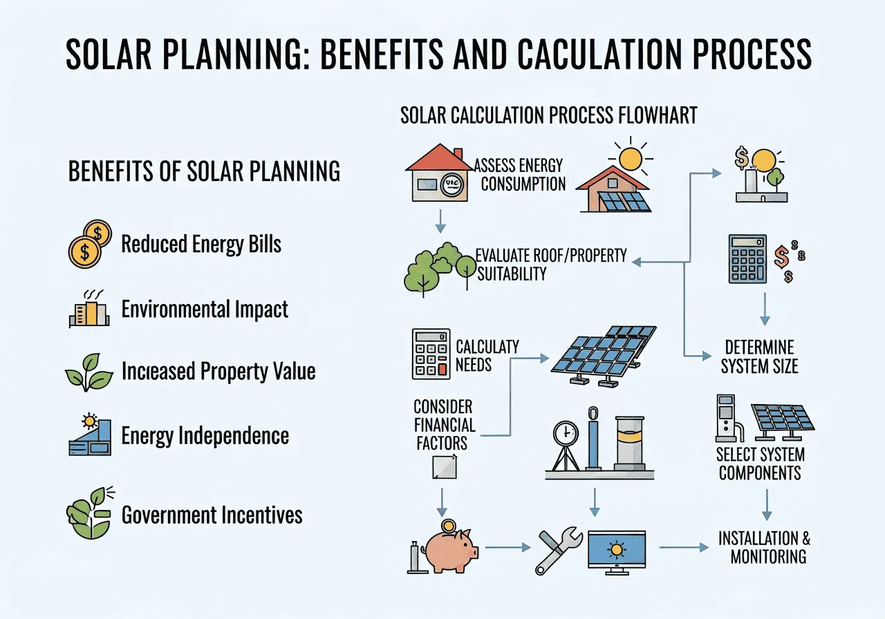 Solar panels layout calculation comparison between flat roof and sloped roof mounting