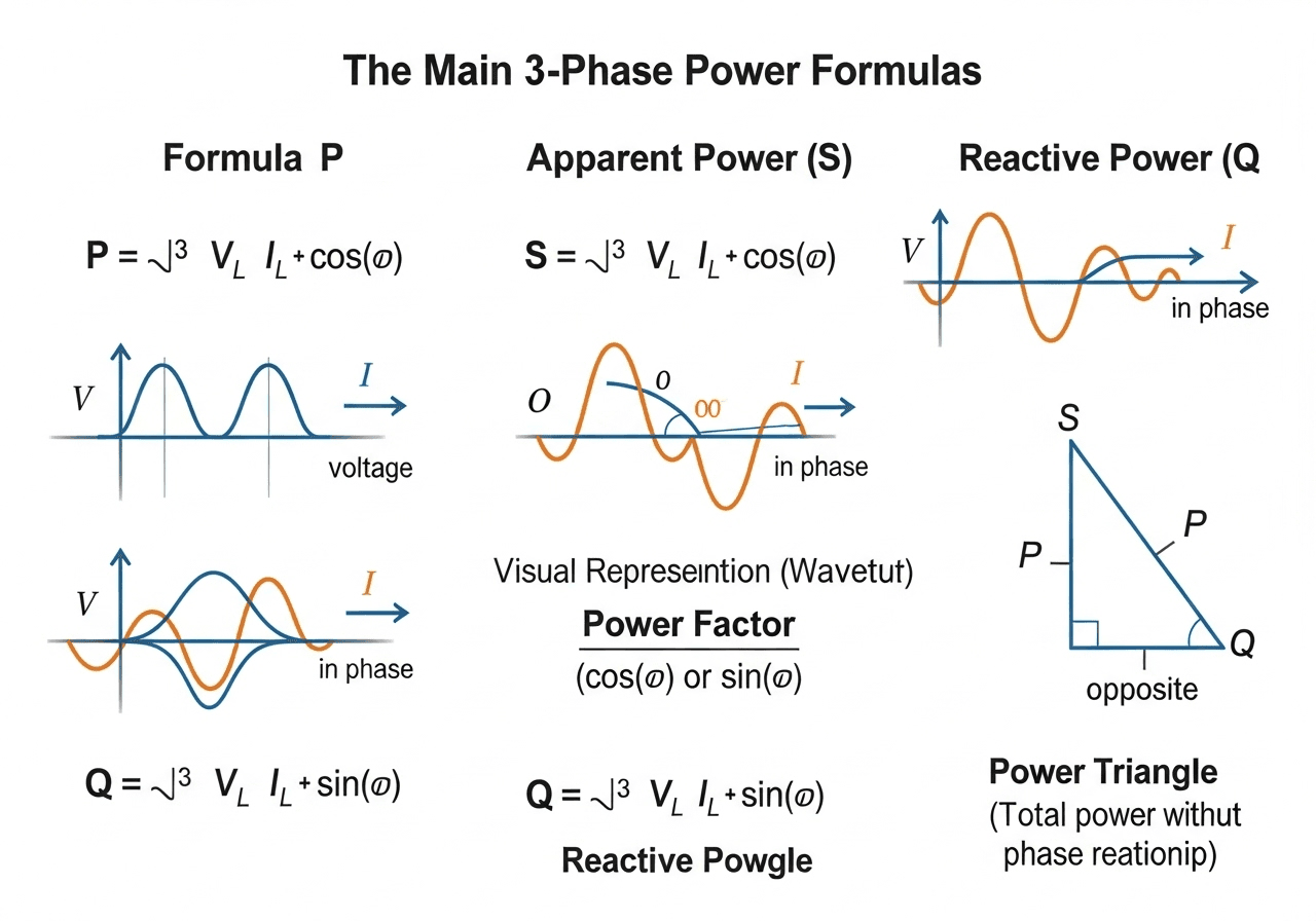 3 phase power formulas including real power, apparent power, and reactive power calculations with visual diagrams.174z min {{brizy_dc_image_alt imageSrc=