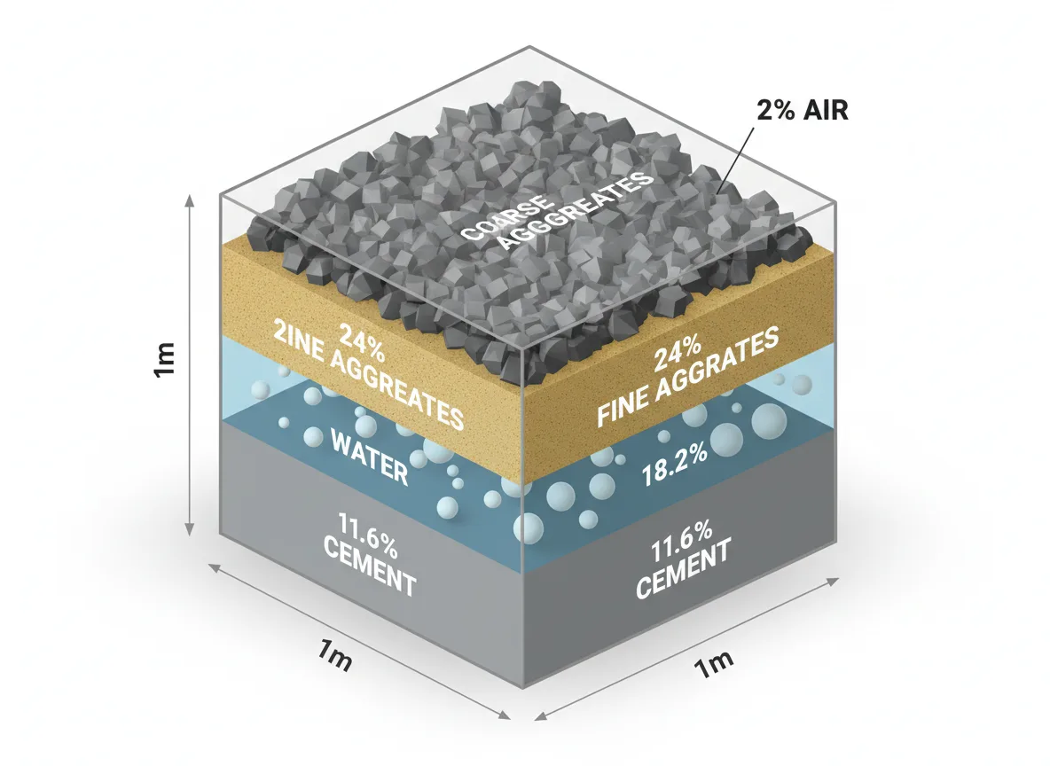 3D visualization of concrete volume composition using the absolute volume method