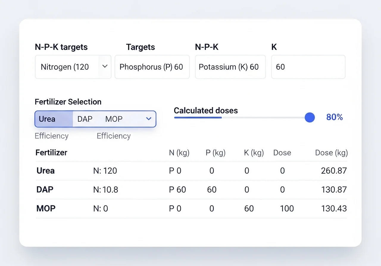 fertilizer dose calculator interface showing nutrient input fields and calculation results.105z {{brizy_dc_image_alt imageSrc=