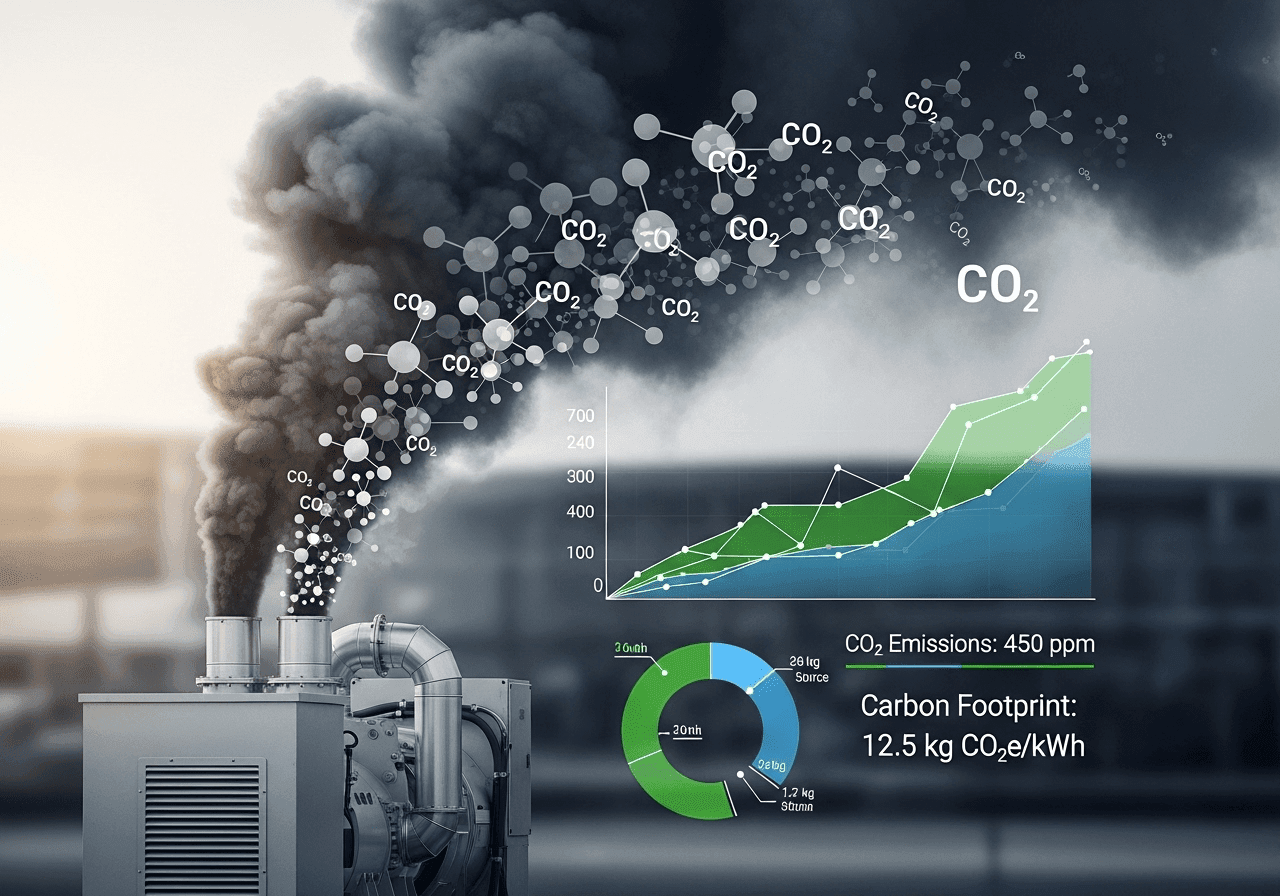 generator co2 emissions visualization showing environmental impact metrics.999z min