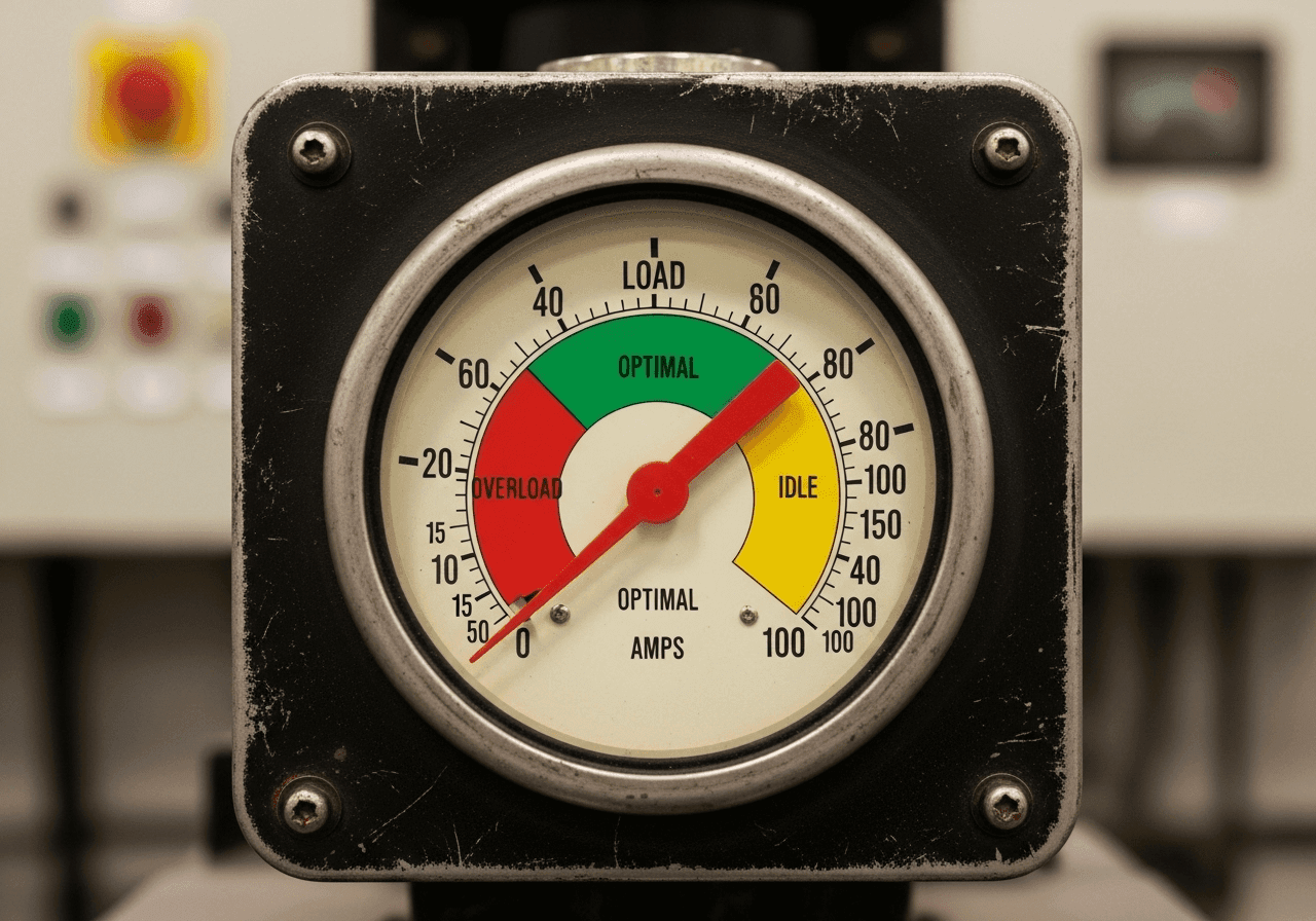 generator load gauge showing optimal 75 percent operating level.995z min