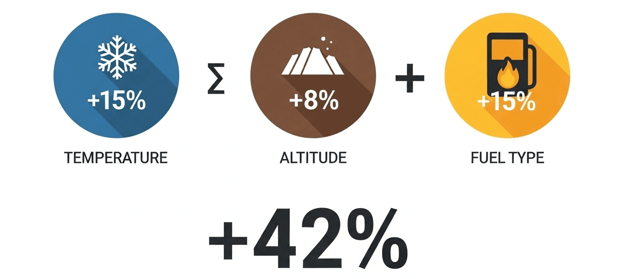 infographic showing multiplicative effect of environmental factors on generator consumption.345z min {{brizy_dc_image_alt imageSrc=