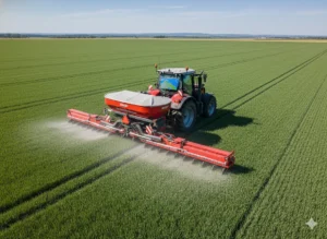 precision fertilizer application using gps guided spreader in wheat field