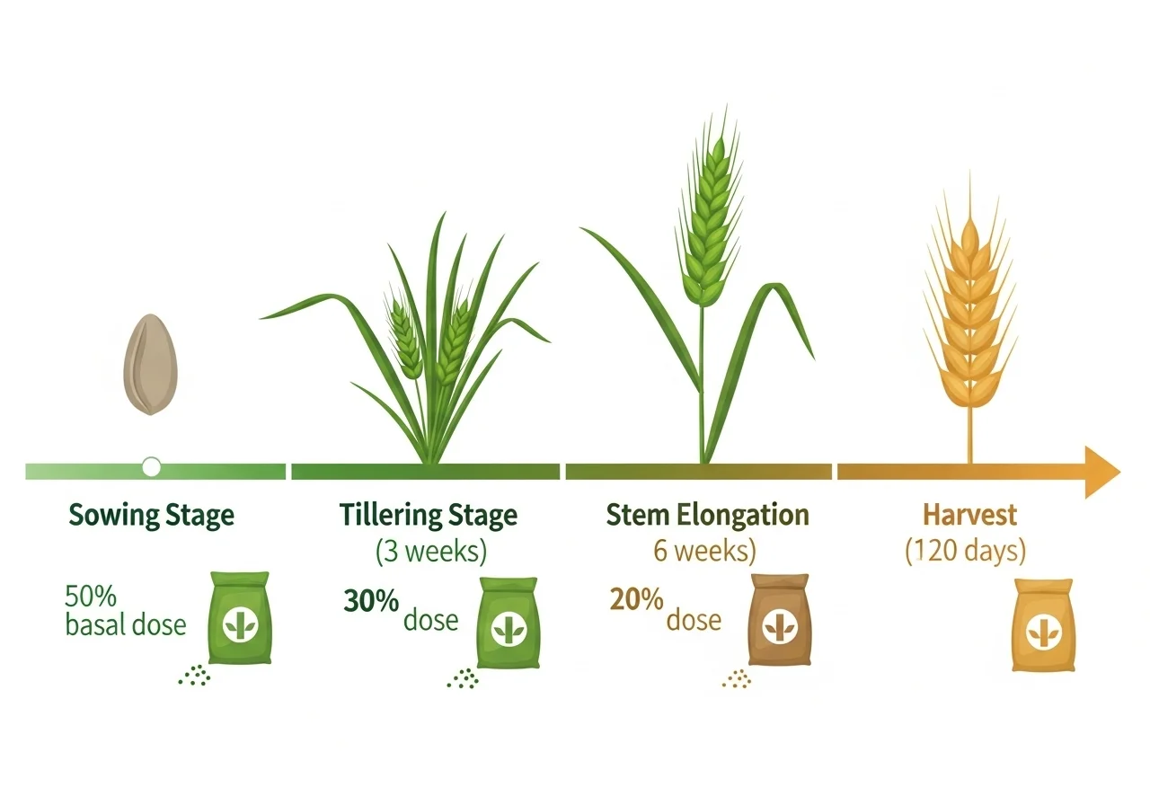split fertilizer application timeline for wheat showing three stage nutrient management schedule.200z {{brizy_dc_image_alt imageSrc=