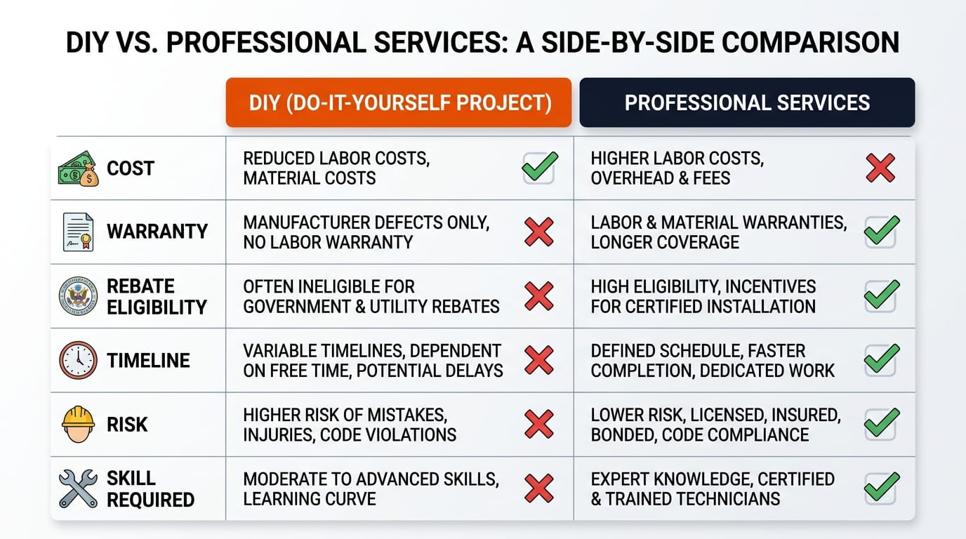 Can I Install Solar Panels Myself Comparison of DIY and professional solar installation across cost warranty and incentive considerations