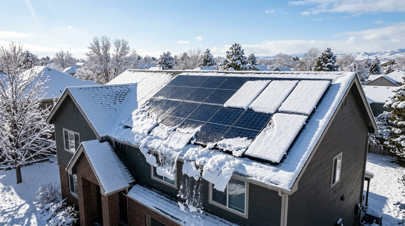 Why Solar Panels Underperform in Winter Snow temporarily blocking sunlight from solar panels