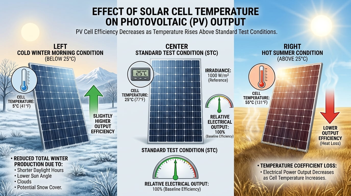 Why Solar Panels Underperform in Winter Effect of cold and hot temperatures on solar panel efficiency
